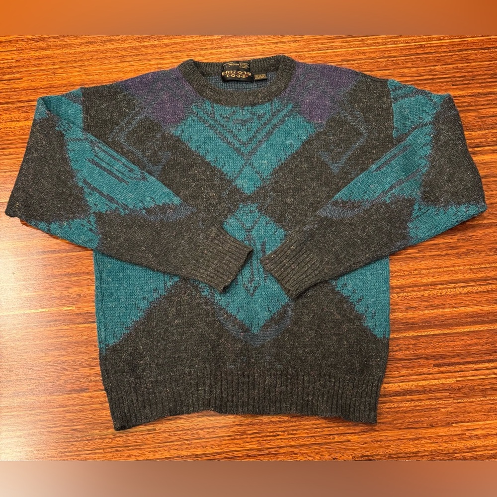 Vintage 80s/90s Uniform CodeGeometric Argyle Sweater Grunge/Old Money Aesthetic